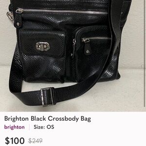Brighton Sleek Black Leather Crossbody